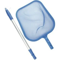 MediPOOL Oberflächenkescher Inkl. Alu-Teleskopstange 1,2 M, Poolkescher, Laubkescher, Poolreinigung, Kescher Mflach