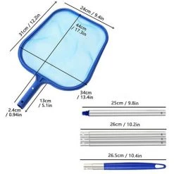 HAPPYSHOPPING Pool-Reinigungsnetz Mit 45-Zoll-Stange Swimmingpool-Reinigungsnetz Mit 5 Abnehmbaren Aluminium-Stabteilen Pool-Blatt-Rechen Professionelle Feinmasch-Reinigungswerkzeuge Für Kleine Pools,Blau -Poolreinigung Verkäufe 2022 36376757 2