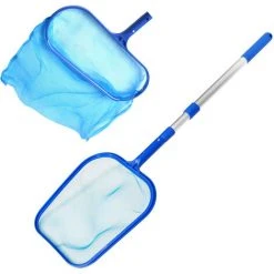 HAPPYSHOPPING Schwimmbad-Skimmer-Netz-Set Enthält 1 PCS Deep Leaf Skimmer Net 1 PCS Laubrechen Mit Netzbeutel 1 PCS Teleskopstangen-Reinigungswerkzeug Aus Aluminium Für Pools Und Spa (Flachrechen Und Tiefenrechen),Blau -Poolreinigung Verkäufe 2022 36575580 3
