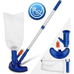 Tillvex Pool Bodensauger Set | Poolsauger Mit Saugbürste Teleskopstange Auffangsack Gartenschlauch-Anschluss Sauger | Venturibodensauger Reinigungsbürste