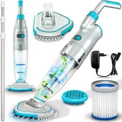 Tillvex Poolsauger Mit Akku Und 3,6 M Teleskopstange - Bis Zu 25 M³ | Pool Bodensauger Elektrisch | Poolreiniger Mit Filter & 2-Geschwindigkeits-System | Handsauger Reinigungsset Kabellos