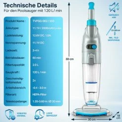 Tillvex Poolsauger Mit Akku Und 3,6 M Teleskopstange - Bis Zu 25 M³ | Pool Bodensauger Elektrisch | Poolreiniger Mit Filter & 2-Geschwindigkeits-System | Handsauger Reinigungsset Kabellos 7 Tillvex Poolsauger Mit Akku Und 3,6 M Teleskopstange - Bis Zu 25 M³ | Pool Bodensauger Elektrisch | Poolreiniger Mit Filter & 2-Geschwindigkeits-System | Handsauger Reinigungsset Kabellos -Poolreinigung Verkäufe 2022 36725273 3