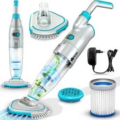 Tillvex Poolsauger Mit Akku - Bis Zu 25 M³ | Pool Bodensauger Elektrisch | Poolreiniger Mit Filter & 2-Geschwindigkeits-System | Handsauger Reinigungsset Kabellos