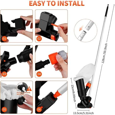 BRIDAY Pool-Staubsauger, Manueller Oberirdischer Pool-Staubsauger Mit Bürste Mit 5 Schaufeln Und 2 Netzbeuteln Spa-Pool-Staubsauger Mit Bürsten Für Die Schwimmbadreinigung 3 BRIDAY Pool-Staubsauger, Manueller Oberirdischer Pool-Staubsauger Mit Bürste Mit 5 Schaufeln Und 2 Netzbeuteln Spa-Pool-Staubsauger Mit Bürsten Für Die Schwimmbadreinigung – Bild 3