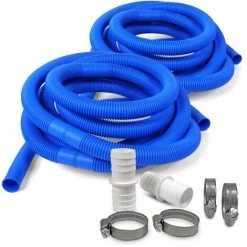 POOL TOTAL SET> 2x 6,60m Schwimmbad Schlauch, Blau Ø 32mm