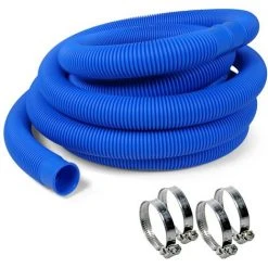 POOL TOTAL SET> 6,00m Schwimmbad Schlauch, Blau Ø 38mm + 4 Schellen