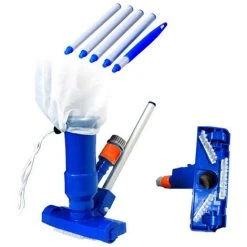 LIFCAUSAL Schwimmbecken-Reinigungsset Staubsauger-Saugkopf Mit Bürsten Ausziehbarer Stangennetzbeutel