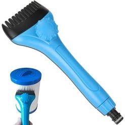 BARES Poolfilter-Reinigungsbürste, 25 Cm Handheld-Jet-Reiniger Schwimmbecken-Filterkartuschen-Reinigungsbürstenwerkzeug – Mit Abnehmbarem Bürstenkopf Und Schlauchanschluss