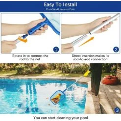 WERKZEUGE Oberflächenkescher, Strapazierfähiges Pool-Pflegeset Mit 31 Cm X 34 Cm Großem Netz Und 120 Cm Langen Aluminiumgriffen Für Pools, Spas, Teiche Und Springbrunnen -Poolreinigung Verkäufe 2022 58783060 3