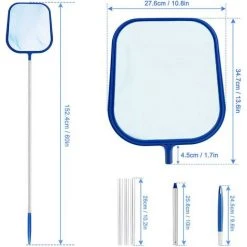 HIASDFLS Schwimmbecken-Kescher, Oberflächennetze Für Schwimmbäder Mit 47" 5-teiliger Aluminiumstange Zur Reinigung Von Schwimmbädern, Gartenteichen, Whirlpools, Spas – Springbrunnen-Aquarium -Poolreinigung Verkäufe 2022 59708739 3