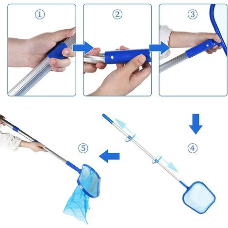 HIASDFLS Hochleistungs-Teleskop-Pool-Kescher Mit 1,2 M Aluminium-Teleskop-Kescher Für Schwimmbecken, Teich, Springbrunnen, Teich, Aquarium 3 HIASDFLS Hochleistungs-Teleskop-Pool-Kescher Mit 1,2 M Aluminium-Teleskop-Kescher Für Schwimmbecken, Teich, Springbrunnen, Teich, Aquarium – Bild 3