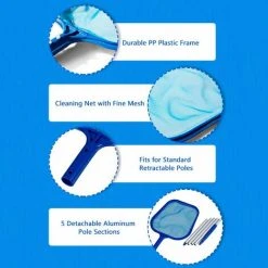 LIFCAUSAL Pool-Reinigungsnetz Mit 45-Zoll-Stange Schwimmbecken-Reinigungsnetz Mit 5 Abnehmbaren Aluminium-Stababschnitten Pool-Laubrechen Professionelle Feinmaschige Reinigungswerkzeuge Für Kleine Pools Teichbrunnen -Poolreinigung Verkäufe 2022 61252981 5