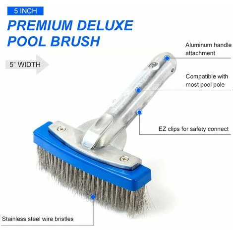 LIFCAUSAL 5-Zoll-Hochleistungs-Draht-Pool-Bürsten-Pool-Reiniger, Aluminiumgriff Und Edelstahlborsten, Entwickelt Für Beton- Und Gunite-Pools, Ideal Für Die Bekämpfung Hartnäckiger Flecken 3 LIFCAUSAL 5-Zoll-Hochleistungs-Draht-Pool-Bürsten-Pool-Reiniger, Aluminiumgriff Und Edelstahlborsten, Entwickelt Für Beton- Und Gunite-Pools, Ideal Für Die Bekämpfung Hartnäckiger Flecken – Bild 3