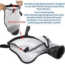 TINOR 2er-Pack Nylon-Mesh-Pool-Reinigungsbeutel Mit Allzweck-Reißverschluss, Ersatzteile Für Polaris 360 380 Pool-Reiniger -Poolreinigung Verkäufe 2022 65268545 5