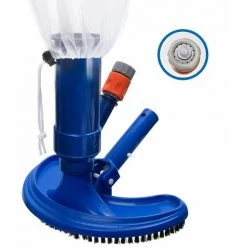 LIFCAUSAL Pool-Saugkopf Halbmond-Saugkopf Mit Bodenbürste, Pool-Saugkopf Mit Filterbeutel Mit Langer Teleskopstange (Blau) EU-Stecker