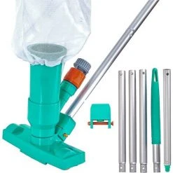 DONTODENT Pool-Staubsauger, Tragbares Pool-Pflegeset Mit Aluminiumstange, Vakuum-Jet-Unterwasserreiniger, Netzbeutel – Für Springbrunnen, Um Blätter Von Schmutzbetten Zu Reinigen