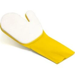 DECKON 2 St��ck Handschuhe Mit Schwamm Zum Reinigen Der Wasserlinie Des Pools Gelb Und Wei? (2 Rechte Hand)