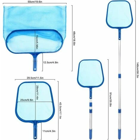 DECKON Schwimmbeckenboden-Kescher-Kit Mit Aluminium-Teleskopgriff, Schwimmbecken-Boden-Kescher-Kit F��r Schwimmbecken, Teiche, Springbrunnen, Teich, Reservoir Fische 2 DECKON Schwimmbeckenboden-Kescher-Kit Mit Aluminium-Teleskopgriff, Schwimmbecken-Boden-Kescher-Kit F��r Schwimmbecken, Teiche, Springbrunnen, Teich, Reservoir Fische – Bild 2
