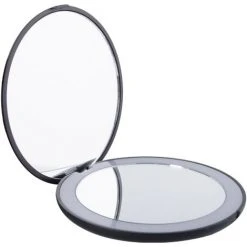 BENOBBY KIDS LED-Kompaktspiegel, 1x/2x Vergr??erung Mit Licht, 2-seitiger Taschenspiegel, Reise-Make-up-Spiegel, 3,5-Zoll-Kompaktspiegel F��r Geldb?rsen, Kleiner Handtaschenspiegel, Schwarz