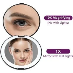 BENOBBY KIDS LED-Kompaktspiegel, 1x/2x Vergr??erung Mit Licht, 2-seitiger Taschenspiegel, Reise-Make-up-Spiegel, 3,5-Zoll-Kompaktspiegel F��r Geldb?rsen, Kleiner Handtaschenspiegel, Schwarz -Poolreinigung Verkäufe 2022 67068903 3