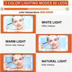 BENOBBY KIDS Auto-Sonnenblenden-Kosmetikspiegel, Schminkspiegel Mit Lichtmodi Und 60 LED-Leuchten, Wiederaufladbarer LED-beleuchteter Autospiegel Mit Dimmbarem Touchscreen, Sonnenblende, Reise-Kosmetikspiegel F��r Auto, LKW, SUV (Wei?) -Poolreinigung Verkäufe 2022 67069052 3