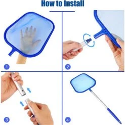 HAPPYSHOPPING Pool-Skimmer-Netz Mit Teleskopstangen-Entfernung, Laubrechen, Schwimmbeckenteiche, Schnelles Reinigungswerkzeug Mit Robusten Aluminiumrahmen, Maschennetzen -Poolreinigung Verkäufe 2022 67710535 4