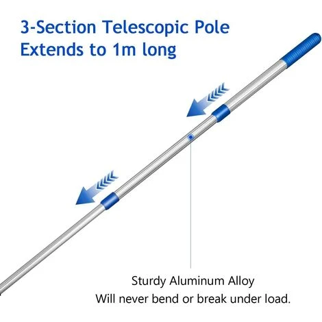 LONGZIMING Schwimmbeckennetz, Tencoz Aluminium Oberflächenkescher Kescher Mit 1,2 M Aluminiumstange Und Feinmaschigem Netz Für Schwimmbecken, Teiche, Springbrunnen, Teich, Aquarium 2 LONGZIMING Schwimmbeckennetz, Tencoz Aluminium Oberflächenkescher Kescher Mit 1,2 M Aluminiumstange Und Feinmaschigem Netz Für Schwimmbecken, Teiche, Springbrunnen, Teich, Aquarium – Bild 2
