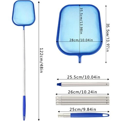 LONGZIMING Pool-Skimmer-Netz, 48-Zoll-Verbindung, Verstellbare Aluminium-Teleskopstange, Zum Schnellen Entfernen Von Schmutz Und Blättern Auf Dem Boden Und Im Inneren 2 LONGZIMING Pool-Skimmer-Netz, 48-Zoll-Verbindung, Verstellbare Aluminium-Teleskopstange, Zum Schnellen Entfernen Von Schmutz Und Blättern Auf Dem Boden Und Im Inneren – Bild 2