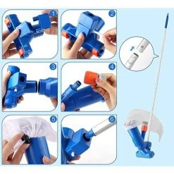 LONGZIMING Manueller Pool-Staubsauger – Jet-Pool-Reiniger Mit 4 Oberflächennetzen Und 5-teiligem Schaft – Manueller Pool-Staubsauger Für Teiche, Aquarien Und Springbrunnen -Poolreinigung Verkäufe 2022 68972846 5