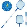 LONGZIMING Schwimmkescher, Schwimmbecken-Skimmer Mit 90 Aluminium-Teleskopstange Für Schwimmbecken, Teiche, Aquariu, Heiße Quellen, Springbrunnen, Teich (tiefes Kescher)