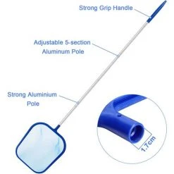 LONGZIMING Aiglam Schwimmbeckennetze, Oberflächennetze Für Schwimmbäder Mit 47" 5-teiliger Aluminiumstange Zur Reinigung Von Schwimmbädern, Gartenteichen, Whirlpools, Spas – Brunnenbecken -Poolreinigung Verkäufe 2022 68974187 5