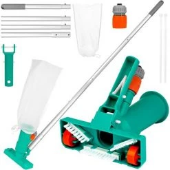 LYCXAMES Schwimmbecken-Staubsauger, Tragbarer Schwimmbecken-Jet-Reinigungs-Staubsauger Für Die Schwimmbeckenreinigung, Schwimmbecken-Reinigungsset, Saugkopf Mit Bodenbürste, Abnehmbarer Aluminiumschaft